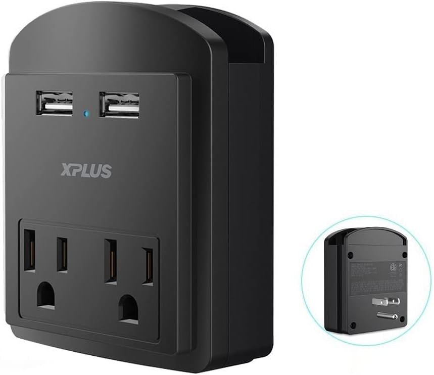 Монтиране на стена USB, 2 USB порта за зареждане на XPLUS (2,4 А) и 2 ac контакти, удължител със защита от