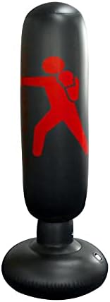 N/A Надуваема Фитнес, светът бокс колона от PVC Дебел Чаша Бойна Колона Вентилационна играчка за възрастни 63 инча височина, Черен (Цвят опаковка карта)