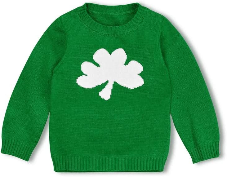 BesserBay Унисекс, За Деца Ирландски Детелини На Деня на Св. Патрик Вязаный Пуловер Пуловер 6 м-6Y