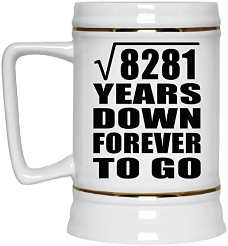Дизайнсифицирует 91-та Годишнина от Корен Квадратен от 8281 г., Който Завинаги ще Изчезне, Керамична Чаша за бира Stein в 22 грама с дръжка за фризера, Подаръци за Годишнин?