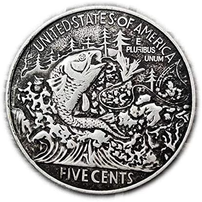 Щампована Възпоменателна Монета 1915 Fishing Fun Creative American 骷髅 Coin Micro Collection 201Coin Collection Възпоменателна Монета