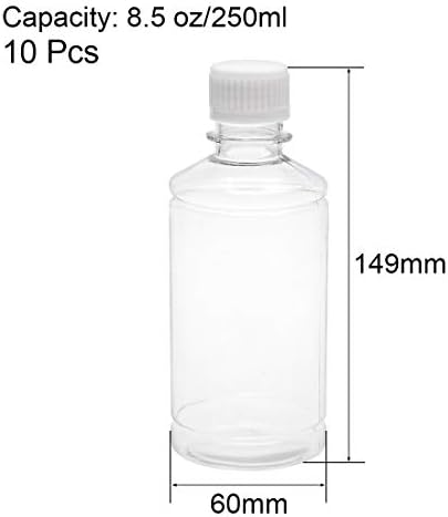 uxcell 8,5 мл /250 мл Пластмасови Лабораторни Бутилка за химически Реактиви С Малък Провлак, Контейнер За Съхранение на Течност /Твърдо Вещество, Прозрачни Бутилки с корк