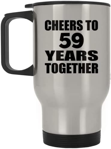 Designsify 59th Anniversary Поздравява С 59 Години Съвместен Живот, Сребърен Пътна Чаша 14 грама, на Изолиран Чаша