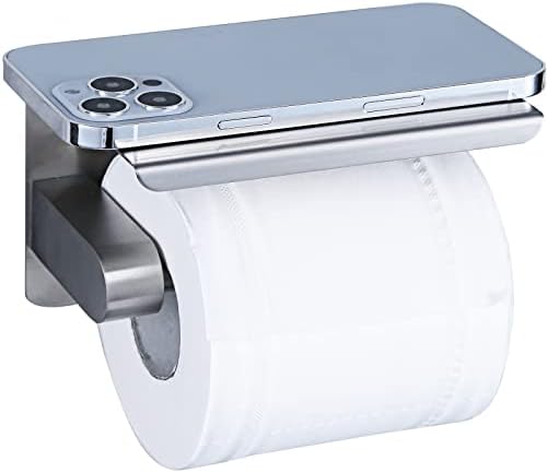 YUET Самоклеящийся Държач за тоалетна хартия с рафт за телефон SUS 304 Стенен Държач за ролка тоалетна хартия от Неръждаема стомана - Неръждаема стойка за ролка тоалетн?