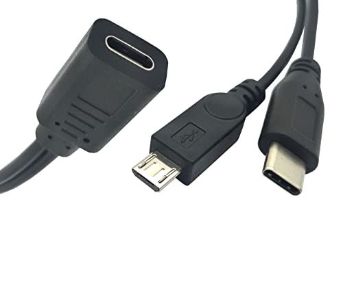 Кабел-сплитер GenHaoQi Micro USB, Удлинительный кабел-USB сплитер 1-2 Y за пренос на данни и зареждане на устройството, 1