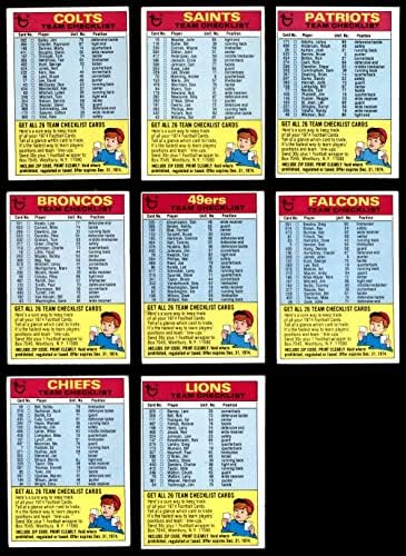 Пълен набор от контролни списъци футболен отбор Topps 1974 Г. (Football Set) VG/EX