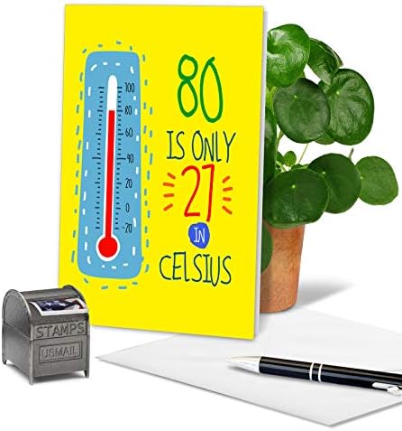 NobleWorks - Забавна Картичка с 80-годишнината на раждане - Честване на 80-годишна давност, Юбилейна Хумористичен Картичка за баба и дядо, родителите - 80 грама по Целзий C9351MB
