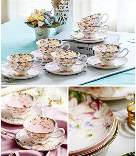 LKYBOA Набор от кафе чаши от пресни пасторального цвете, порцелан чай, чай в ретро стил, Принадлежности за чай от сервиза (Цвят: