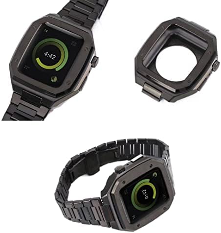 Велюровый Метална каишка + калъф за Apple Watch 8 7 45 мм, изменено едно парче от неръждаема стомана гривна За iWatch 6 5