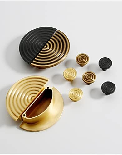 MFYS Черни Дръжки за чекмеджета във формата на Полукръг, Златни Месингови Дръжки за Кухненски шкаф, Бронзови Дръжки за чекмеджета