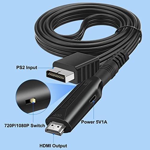 Конвертор PS2 HDMI Адаптер Видео Конвертор PS2 HDMI Кабел-адаптер 1 м/3,2 метра за HDTV HDMI Монитор Поддържа Всички режими на показване на PS2
