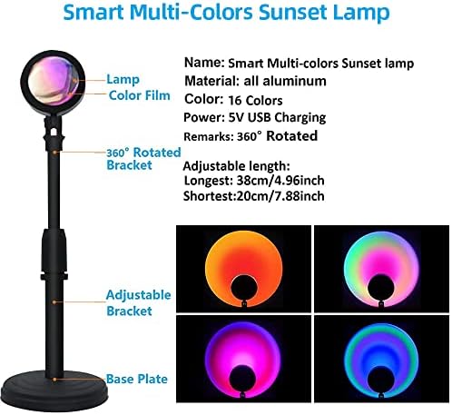 проектор, Лампа gevaabu Sunset Light, 16 Промяна на Цвета на Лампи за Спалня, лека нощ, Управление на приложението, Синхронизиране
