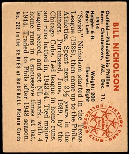 1950 Боуман 228 Бил Никълсън Филаделфия Филис (Бейзболна картичка) ТНА Филис