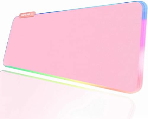 MIYAV Розово RGB Геймърска Подложка за мишка 31,5x15,8 Инча PC XL Разширено Светещи led подложка За маса с Неплъзгащи Гума