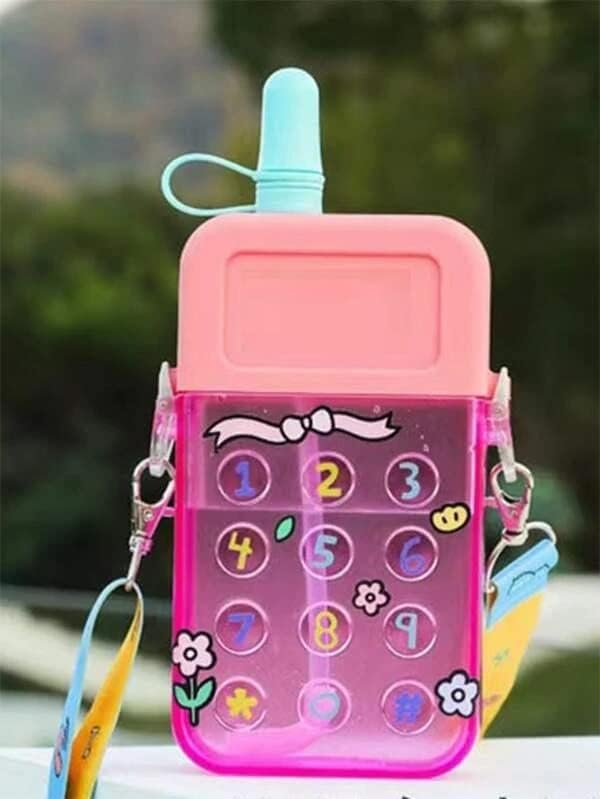 Желеобразная Бутилка за вода във формата на телефон с Соломинкой с Регулируем пагон за Жени, колан-примка за Обучение, Пътуване,