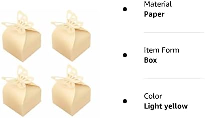 KUPOO 50ШТ Малки Жълти Кутии за подаръци с Пеперуди за Момичета, Кутия Бонбони за душата на Детето, Малки Подаръци