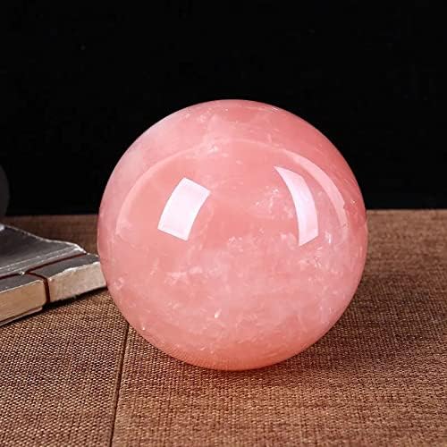 Кристален сфера от Розов кварц с Дървена Стойка за Гадаене на Кристали, Бижута, Лечение, Медитация, фън шуй, Снимки (3 см)