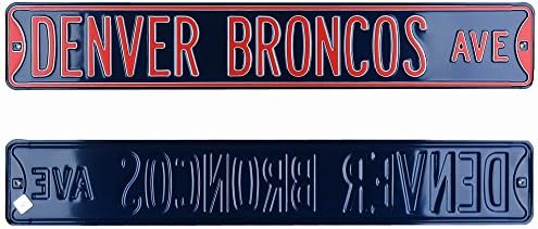 Denver Broncos Авеню Официално Лицензиран Уличен Знак от Автентичната Стомана 36x6 Тъмно синьо и оранжево NFL