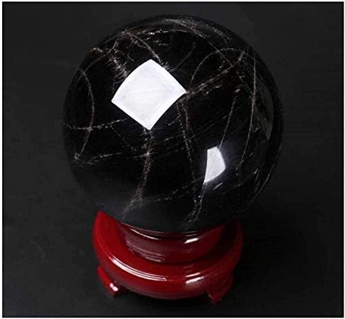 HUANGXING - Домашен Офис Маса, Украса според Фън Шуй Кристална топка със стойка Естествена Кристална Топка от Обсидиан Черен