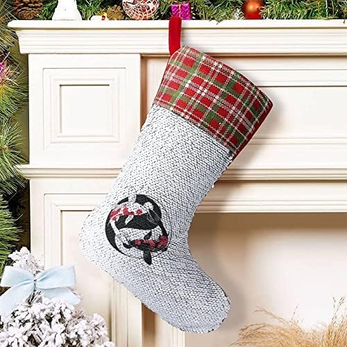 Коледни Чорапи с Пайети Koifish Yinyang, Блестящи Стенни Висящи Украси, Украса за Коледната Елха, Празнични Партита