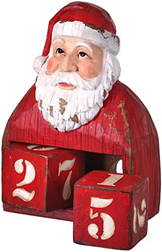 Бюст на Дядо Коледа с обратното броене Regency International, 8 инча, Червено-Бял, Смола