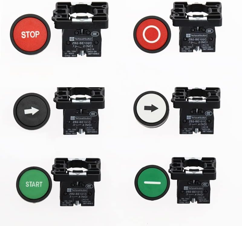 22 мм, Бутон за Start Stop Стрелка XB2 Плосък Сензорен Бутон, превключване на Незабавен Бутон превключвател Пластмасови Червени / Зелени бутони - (Цвят: 6 червени кръгове)