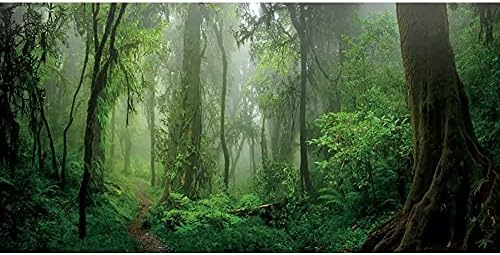 AWERT 72x18 инчов Винил Фон За Горски Терариум, Фон За Аквариум с Тропически гори, Мъгливите Зелени Растения, Дървета, на Фона на местообитания на Влечугите
