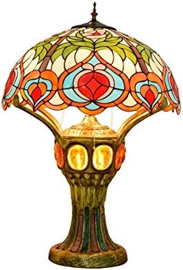 Антични Настолна Лампа Tiffany, Настолна Лампа от Прасковено Стъкло Tiffany, Голяма Всекидневна, Бар Спалня, входно