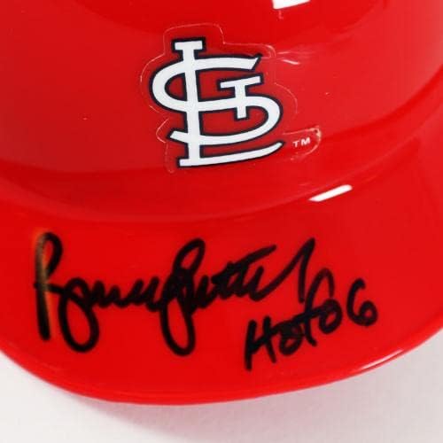 Брус Сутер подписа мини-каска Кардиналите HOF '06 – COA JSA - Мини-каски MLB с автограф