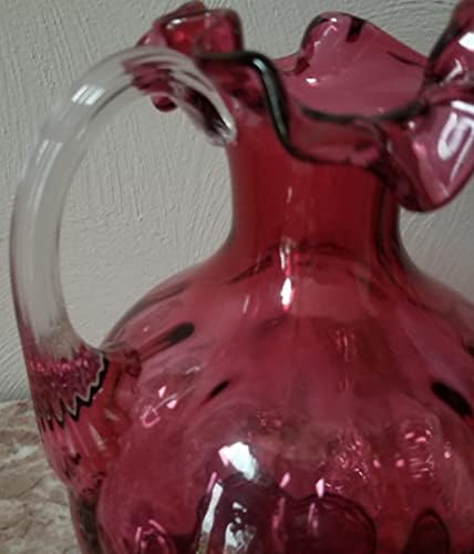 Кана за Боровинки Fenton Art Glass с дръжка от Приложение Кристал - Ретро, САЩ