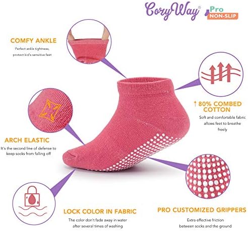 Нескользящие чорапи на щиколотках за деца CozyWay с захватами - Чорапи с дълбоко деколте за малки момичета и