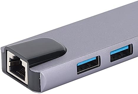 753 Адаптер-USB хъб C, USB Адаптер C 5 в 1 с HDMI, 2 USB 3.0, порт за бързо зареждане PD и Ethernet, зарядно устройство