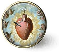 лукухан Свещеното Сърце на Мария - Хуан Морлете Руис - Мексикански религиозно изкуство - Католически Висулка - Окачване