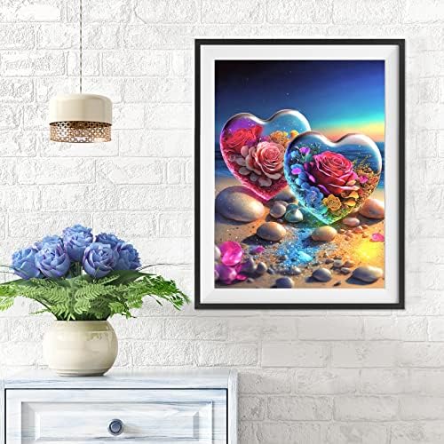 MXJSUA 5D Комплекти за рисуване с Кристали, Комплекти за Творчество с Кристали Любов, Плажни Комплекти с Розови