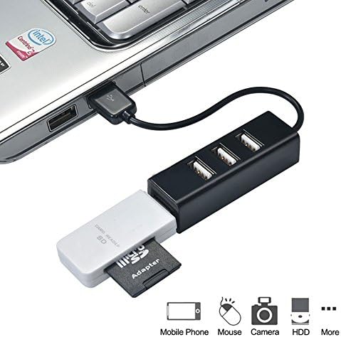 Мини-хъб за разширяване на USB порта, Преносим 4-портов хъб USB 2.0 за системи като Mac, Windows, Linux, PC, PS3, хъб за