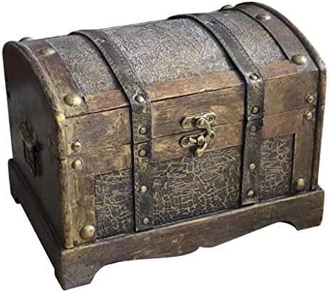 WJCCY Ретро Дървена Кутия за Десктоп Украса Съкровище Скъпоценен Камък Реколта Класическа Дървена кутия (Цвят: A, Размер: 25x17,5x15,5 см)