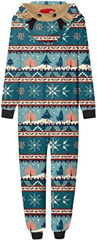 Семейни Коледни пижами 2022, Класически гащеризон с качулка и принтом, Празнична облекло, Семейни Пижама, Пижама