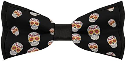 WEEDKEYCAT Захарен Череп Забавен Вратовръзка Предварително Обвързани Официално Вратовръзки-Пеперуда Регулируема Папийонка С Принтом за Мъже
