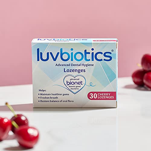 Luvbiotics – Подобряване на хигиена на устната кухина (1 опаковка) – 30 суроватъчните пастилки с вкус на череша
