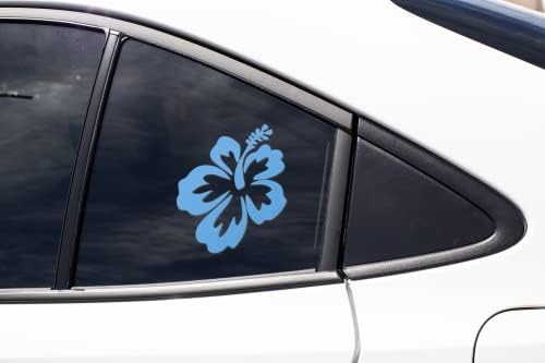 Стикер с хавайски цветя хибискус - идеален за автомобил, камион, лаптоп, бутилки за вода, прозорци, стени - Хавайски стикери - Размер на 4 4,25 инча - Здрав и водоустойчив