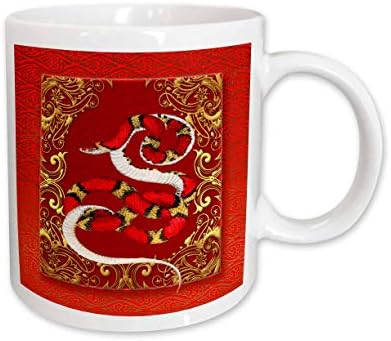Триизмерен Китайски Зодиакални Годината на Змията Китайската Нова Година е Червено, Златно и Черно - Чаши
