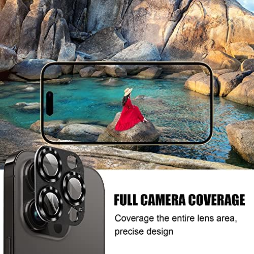 Potok за защита на обектива на камерата на iPhone 14 Pro /14 Pro Max, Капакът на камерата от метални сплави с предпазно фолио от закалено стъкло, удобен за носене, устойчив на над?