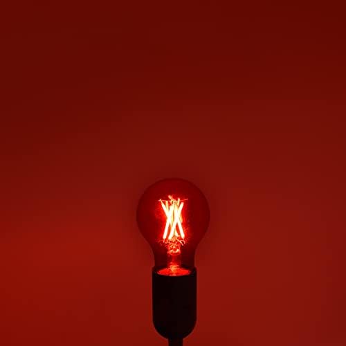 Led лампи LUXRITE A19 Edison цвят червен, 4,5 W (еквивалент на 60 W), Цветна Стъклена Нишка с нажежаема жичка, в