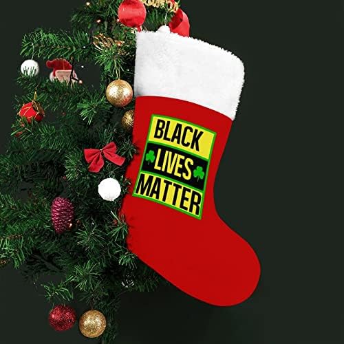 Коледни Чорапи Black Lives Matter от Червено Кадифе, с Бял Пакет шоколадови Бонбони, Коледни Декорации и Аксесоари за вашето
