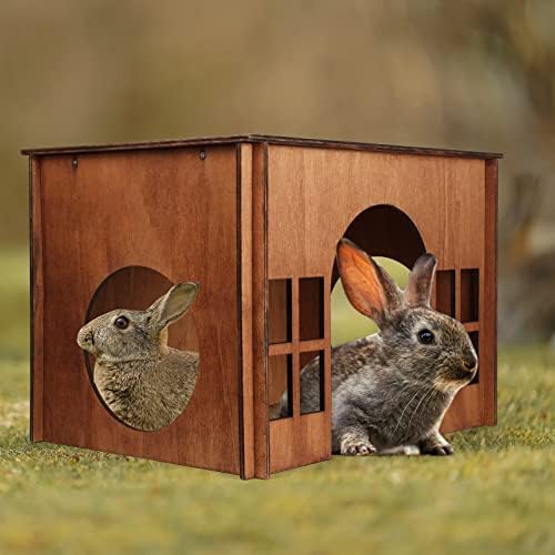 Къщичка за зайци Дървени Къщички за Зайци и Подслон на ТРИЦИ, Голяма Къщичка за Зайци, Къщичка за зайци с няколко прозорци,