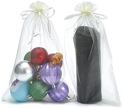 Согревайте 50 БР Прозрачни торбички от органза размер 8x12 см, сватбени торбички за подаръци с мрежесто чанта съвсем малък
