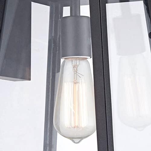 Джон Timberland Arrington Модерен Индустриален монтиран на стената лампа, Стенни лампи, Комплект от 2 Мистични Черни Метални Кабелни 8Тела, Лампион от Прозрачно Стъкло за Спа
