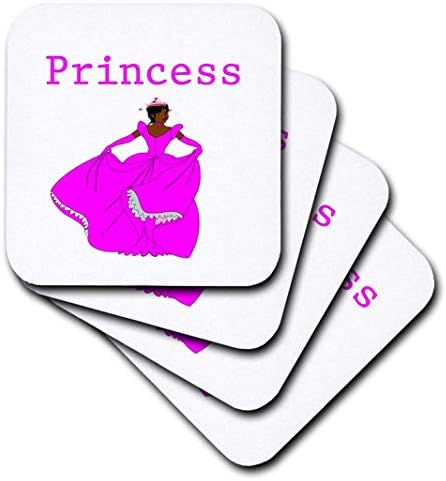 3dRose CST_204144_1 Меки подложки с принтом афроамериканской принцеса (комплект от 4 броя)