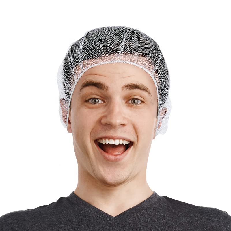 EZGOODZ Бели найлонови мрежи за коса 28 инча. Опаковка от 1000 шапки за еднократна употреба с еластична мрежа по краищата.