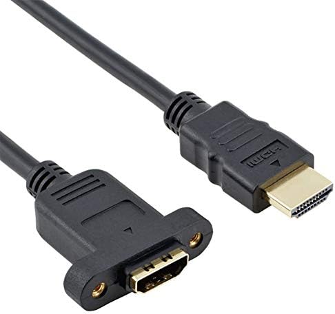 Удлинительный кабел Bluwee HDMI Високоскоростен кабел за Удължаване HDMI мъж към жена HDMI Кабел Удължител с Винт-гайка за закрепване на панел - Позлатени свещи, черен (2 мет?